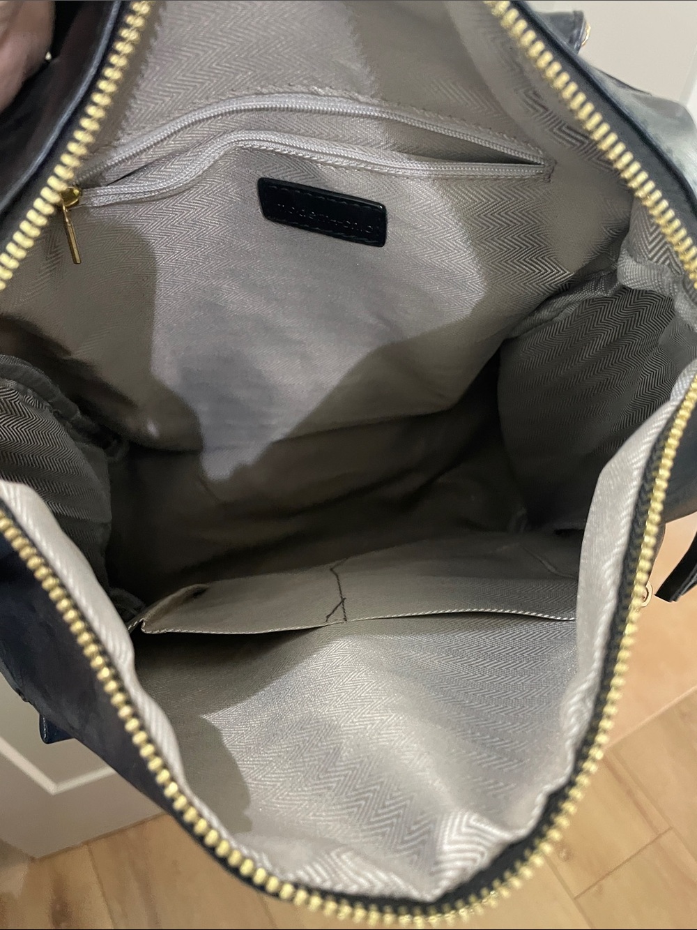 Black Faux Leather Backpack with Gold Hardware - Picture 3 of 3
